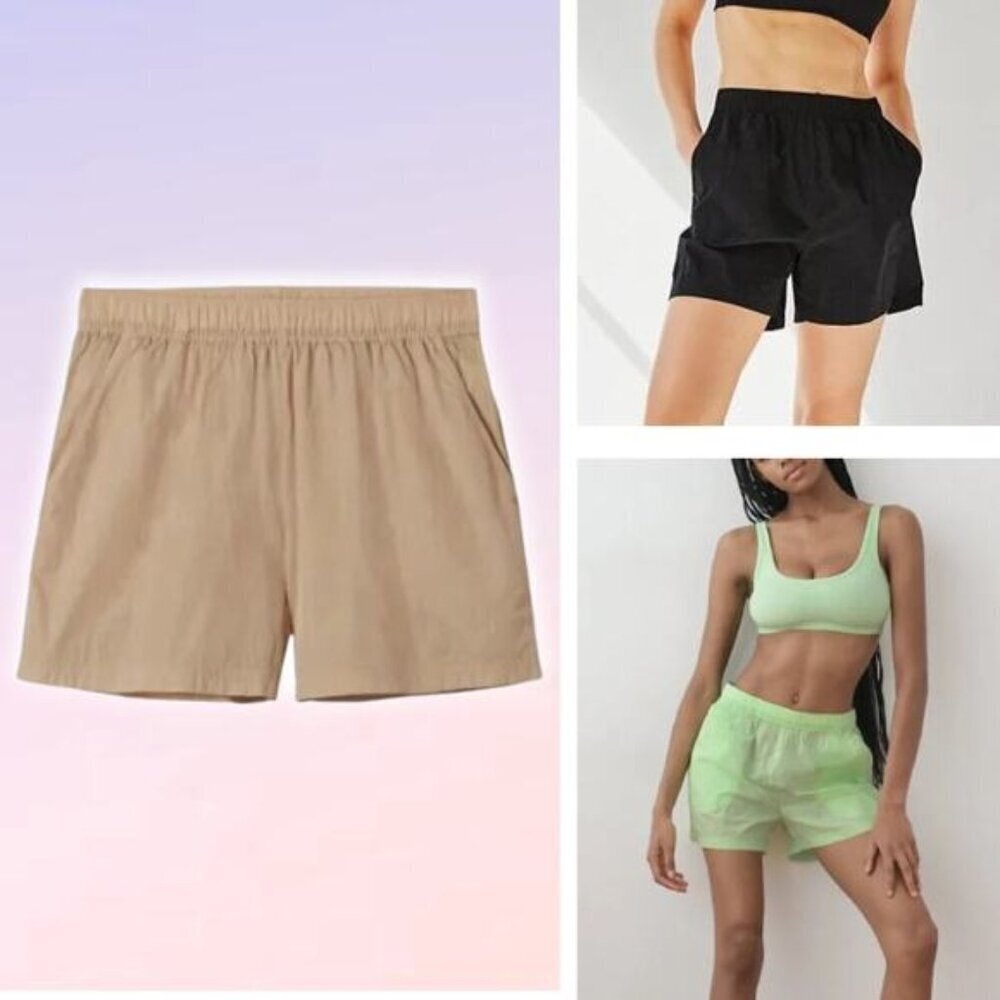TNA Aritzia Claremont Lightweight 3" Running Shorts Sz Small Sand Bluff